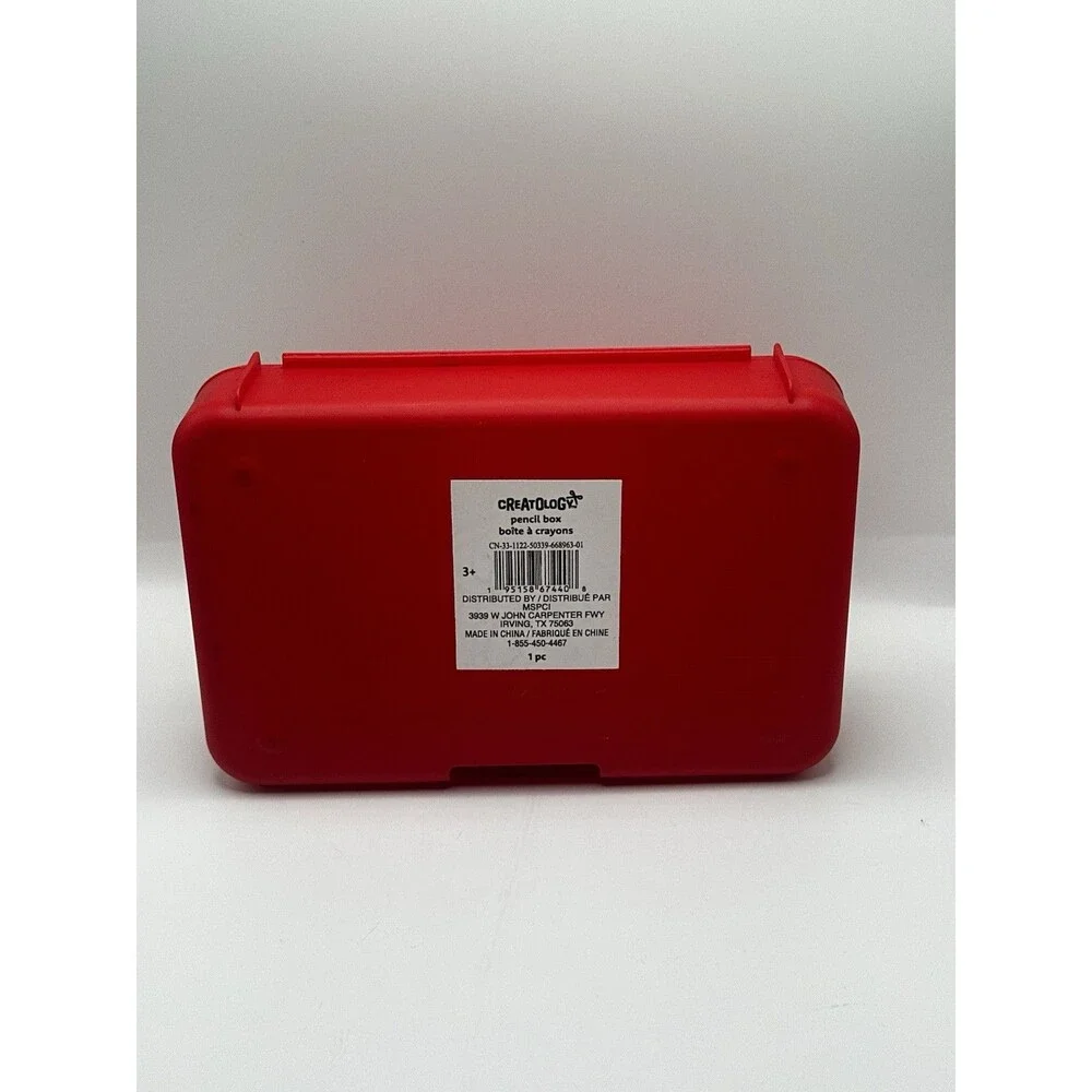 Creatology Red Plastic Pencil Box Case Snap Latch School Supply Storage